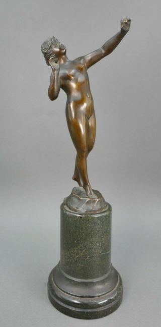 Fine Antique French Art Nouveau Cast Bronze Grand Tour Nude Woman Sculpture