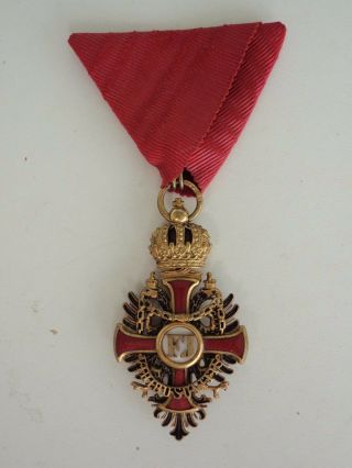 Austria Imperial Order Of Franz Joseph Knight Grade On Civil Ribbon.  Rare Vf,