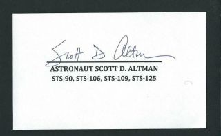 Scott Altman Signed 3x5 Card Nasa Shuttle Astronaut