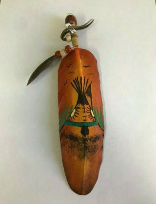Hand Painted Feather,  Arts & Crafts,  Southwest,  Santa Fe,  Tepee