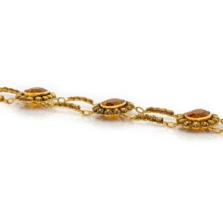 Antique Vintage Nouveau 14k 18k Gold Italian Etruscan Citrine Riviere Bracelet 3