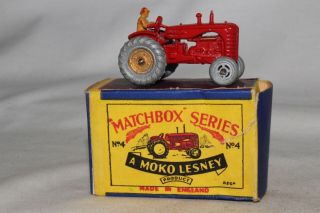 Matchbox Lesney 4a Massey Harris Tractor,  Boxed Type B