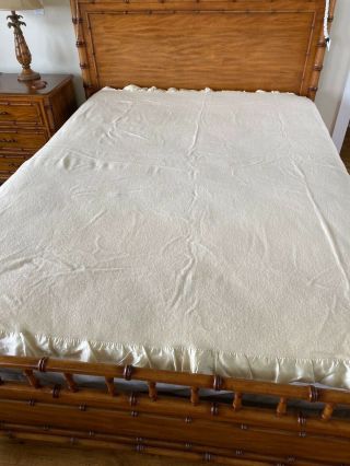Vintage Pendleton 100 Virgin Wool Blanket Off - White/Butter Cream 70 x 80 USA 2