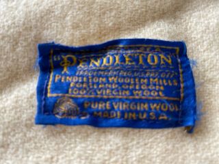 Vintage Pendleton 100 Virgin Wool Blanket Off - White/Butter Cream 70 x 80 USA 3