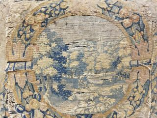 2 Early 17th 18th c.  Antique Tapestry Fragment Embroidered Needlepoint Pillows 3