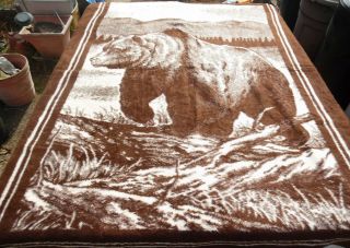 San Marcos Blanket Mexico Grizzly Bear Large Brown And Cream