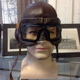 Ww2 Raf/rcaf Flying Helmet And Goggles