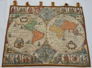 Vintage French Map Tapestry Wall Hanging 84x110cm T185