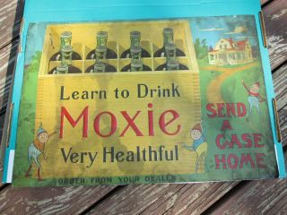 Old Moxie Tin Sign With Pixies