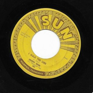 Johnny Cash 45 " I Walk The Line/get Rhythm " Sun Records Vg,  Og