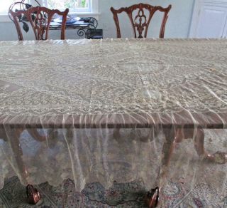 Antique Ecru French NORMANDY LACE Bed Cover 102 