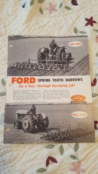 Ford Spring Tooth Harrows Ford Tractors Flyer Sheet 1956