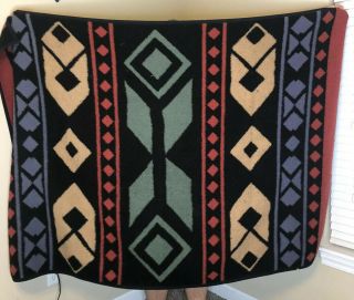 Vtg Biederlack Aztec Southwest Indian Camp Santa Fe Geometric Blanket 76x53