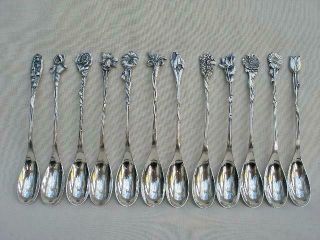 Set Of 12 Quality Vintage Dutch Solid Silver Coffee Tea Spoons.