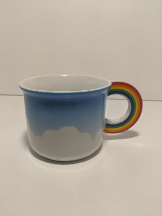 Vintage Vandor Lgbt 1980 Retro Rainbow Handle Cloud Ceramic Coffee Mug Tea Cup