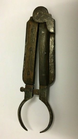 Unusual Antique Victorian / Georgian Calipers Made From Wood & Metal