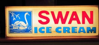 Vintage Antique Swan Ice Cream Lighted Sign 1950s Old Store Display