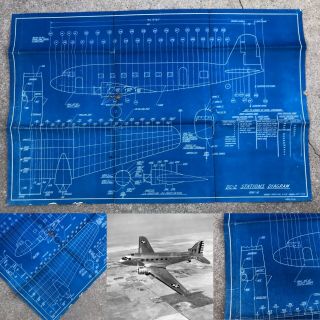 Wwii Rare Douglas Plane Factory Blueprints Us Airplane Ww2 Relic