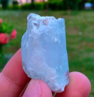 26.  80 Gr Rarest Natural Blue Aquamarine And Light Pink Morganite Combine Crystal