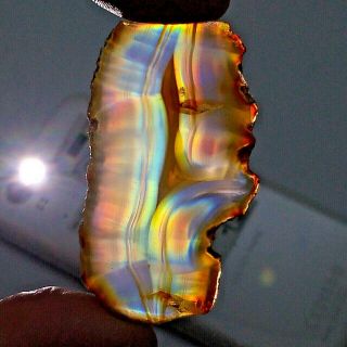 47ct Top Grade Rainbow Iris Agate Polished Slice Multi - Color Fire 100 Natural