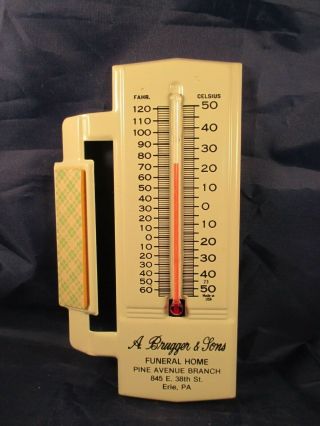 Vintage Outdoor Thermometer Brugger Funeral Home Erie,  Pa