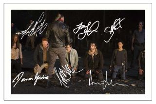 Negan And Group The Walking Dead Season 6 Cast Mult Signed Auograph Photo Print