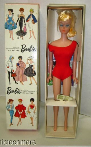 Vintage Barbie Ponytail Swirl Doll Blonde & Box Creamy W/ Handtag No 850