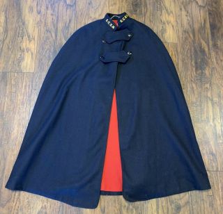 Vintage Wwii Military Nurse Cape 1940’s Coat Jacket Dark Navy Blue Wool Standard