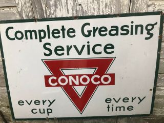 Conoco Service Sign Single Sided Porcelain 40x28 " Vg