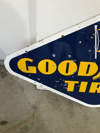 1950 ' s Goodyear Tires 2 Sided Porcelain Advertising Sign Gas Oil. 2