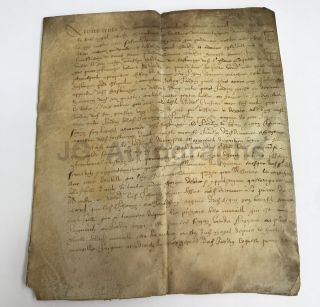 17th Century France - 1609 - Oversized Vellum Document - 3 Pages - 11 X 12.  5 "