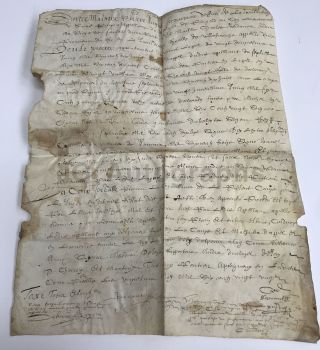 17th Century France - Circa 1600s - Oversized Vellum Document - 15 " X 20 "