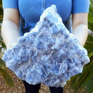Very Fine Large 8 Inch Blue Rombahidral Calcite Crystal Cluster