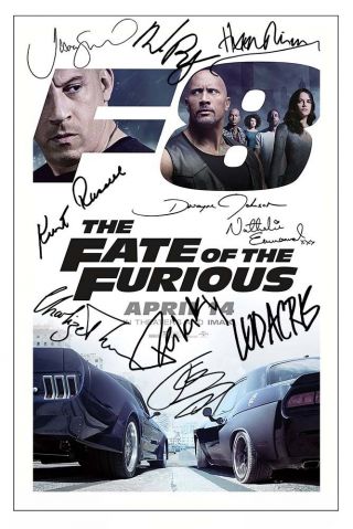 Fate Of The Furious Cast X10 Signed Photo Print Autograph Poster Fast Furious 8