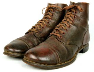 Early Wwii Us Army Type Ii Service Shoes / Boots Leather Soles Size 9d