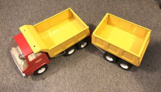 Vintage Red And Yellow Tonka Dump Truck & Trailer 13240 1960’s