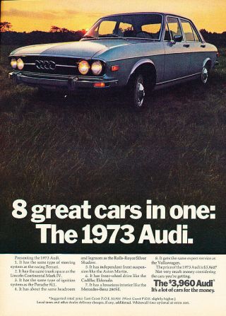 1973 Audi 100ls 3960 Classic Vintage Advertisement - Pe55