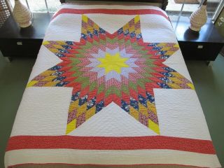Washed Many Times,  Still Nice: Vintage Lone Star Hand Made Cotton Quilt; Full