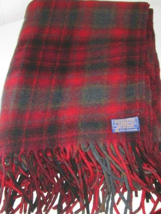 Vintage Pendleton Christmas Wool Red/green Plaid Fringed Blanket