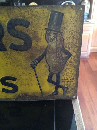 1930 ' s Planters Peanut Embossed Tin Sign Mr Peanut 2