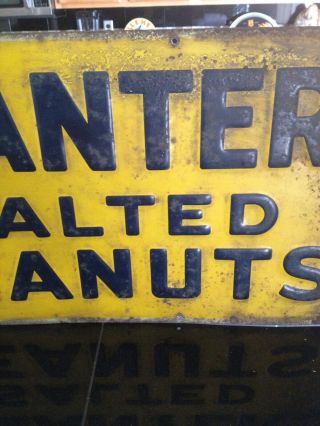 1930 ' s Planters Peanut Embossed Tin Sign Mr Peanut 3