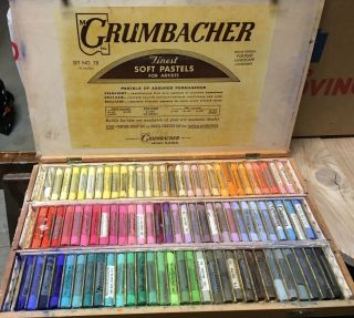 Vintage Grumbacher Soft Finest Pastel Colors Box With Latch 90 Pastels