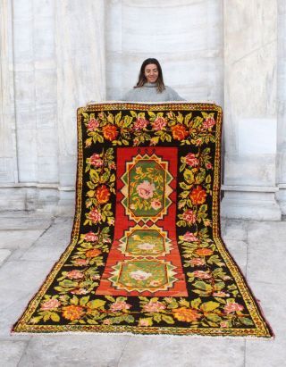 Antique Handmade Vintage Armanian Karabagh Tribal Carpet Area Rug 8 