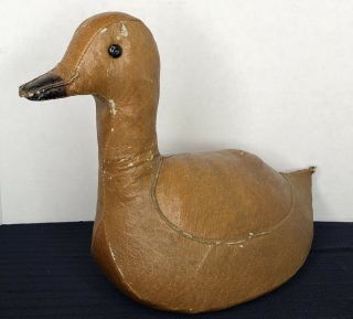 Vtg Abercrombie & Fitch Dimitri Omersa Leather Duck Mcm Doorstop Decoy