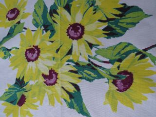 1950s Wilendur Rectangle Tablecloth Yellow Sunflowers Fall Autumn Table Linens 3