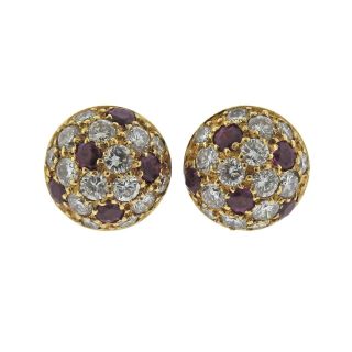 Cartier 18k Gold Diamond Ruby Mimi Earrings