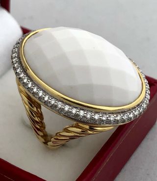 Authentc Vintage David Yurman Ring 18k Yg Agate & Diamonds Appr.  Ret Usd $7,  100
