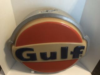 Vintage Kolux Gulf Gas Station Island Sign Lighted Sign