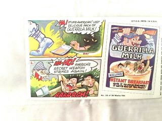 Vintage 1969 Topps Orginal Wacky Package Ads 12 Guerrilla Milk