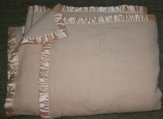 Vintage Pink Acrylic Thermal Woven Blanket Binding Queen Size 90 " X100 "